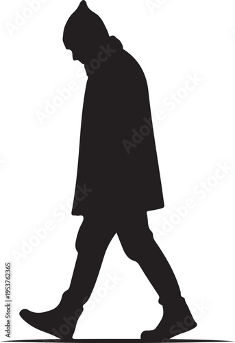 Silhouette of a person walking alone in the darkness