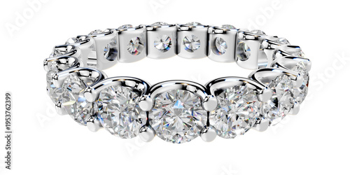 High Quality 3D Render of a Gold Diamond Eternity Ring Isolated on Transparent Background