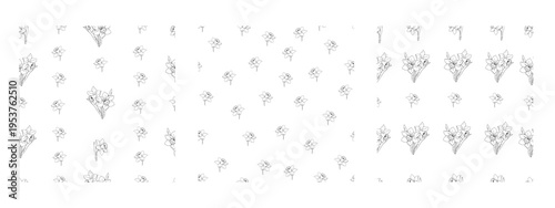 Seamless pattern featuring delicate spring flowers in various arrangements. The design showcases intricate floral motifs on a light background.