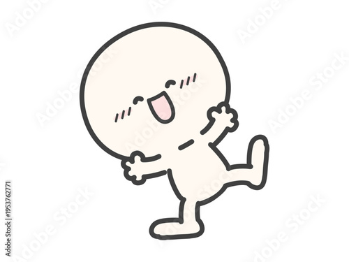 シンプルな人物、かわいい棒人間のイラスト、喜びの表情、白背景のベクターイラスト
