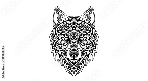 Detailed illustration of a wolf's head.