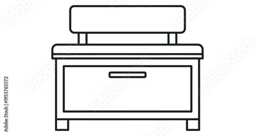 Bench with Drawer and Backrest Line Art