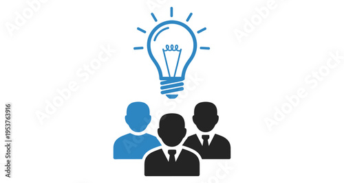Team Collaboration Inspires New Ideas and Innovation with Lightbulb Icon