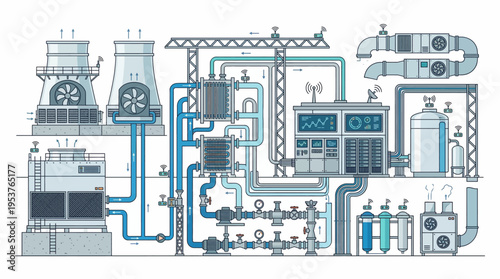 Industrial machinery and equipment diagram.