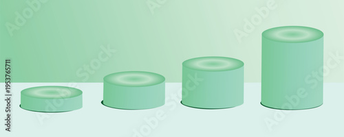 3D Cylinder Podium Steps Growth Chart Vector Illustration