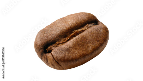 Quadro su tela Single roasted coffee bean, rich brown color and textured surface, isolated on t