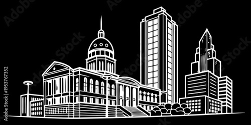 USA, US, U.S, United States - Minimal Atlanta Georgia Skyline – Clean Geometric Shapes Architecture Line Art SVG Vector Design | USA US U.S United States City Outline Illustration