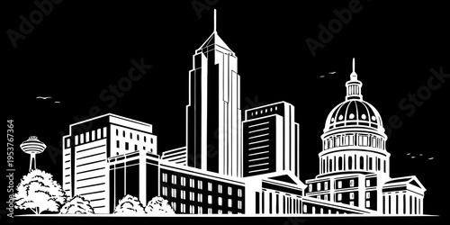 USA, US, U.S, United States - Atlanta skyline clean shapes svg minimal architecture vector
