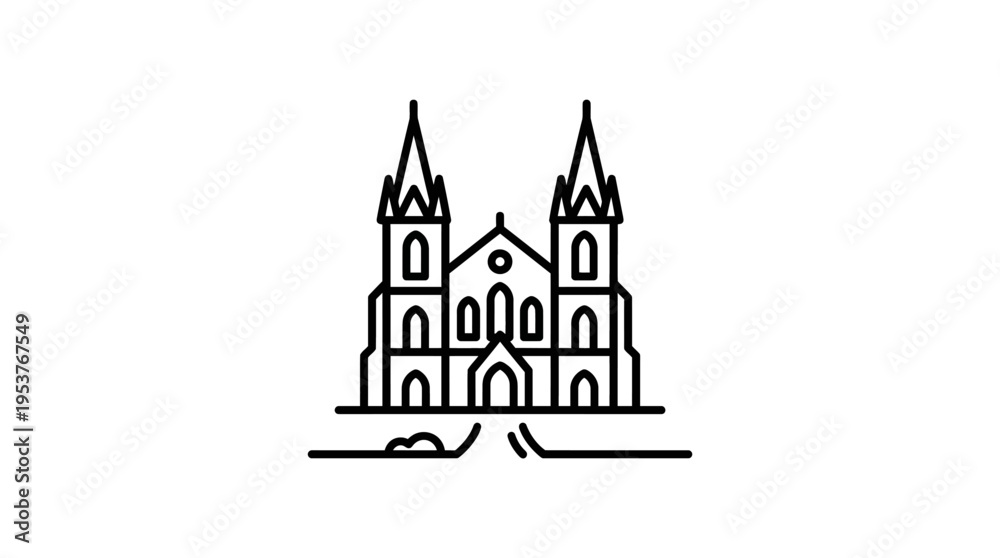 Obraz premium Minimalist Black and White Cathedral Icon