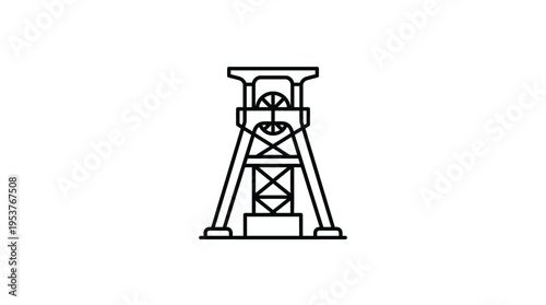Minimalist Outline of a Mine Tower