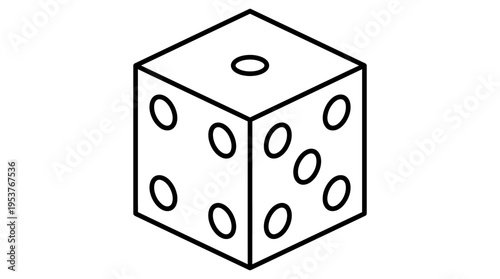 Black and White Outline of a Six-Sided Die