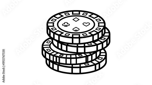 Stack of Black and White Poker Chips