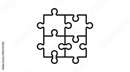 Interlocking Puzzle Pieces on White Background