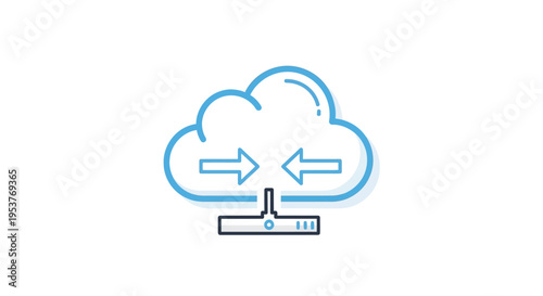Cloud computing illustration symbolizing data transfer and network infrastructure connection
