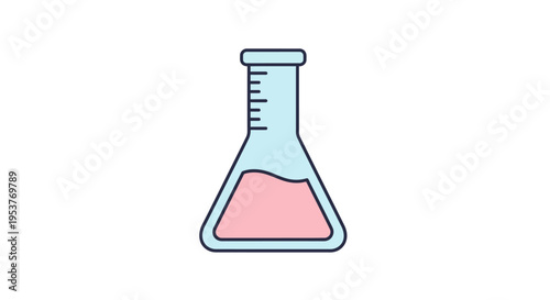 Illustration of a laboratory flask containing liquid in a scientific and research setting