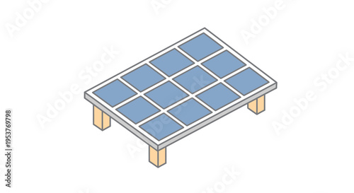 Illustration of a solar panel system on a minimalist stand for renewable energy use