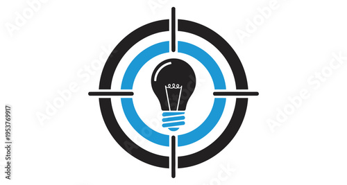 Lightbulb Idea Target Symbol Vector Graphic on White Background