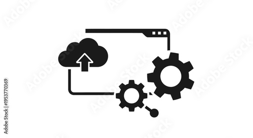 Conceptual illustration of cloud computing, settings, and technological processes