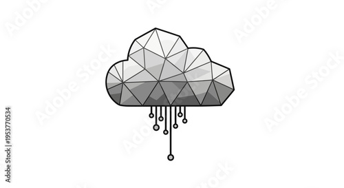 Geometric cloud data storage icon representing network technology and information transfer