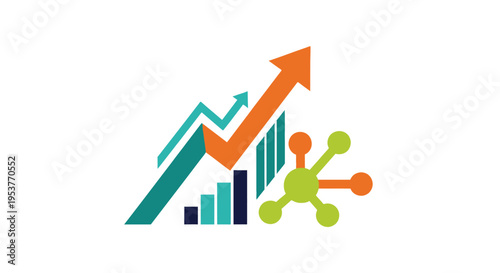 Graphic illustration of business growth and interconnected concepts, suitable for finance