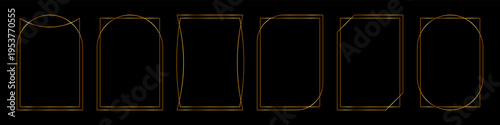 Collection of double elegant, thin gold line art frames with various rounded and rectangular geometric shapes