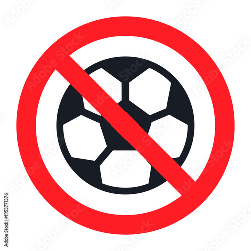 Red and Black Ball Games are not Allowed Area. Prohibition sign vector illustration