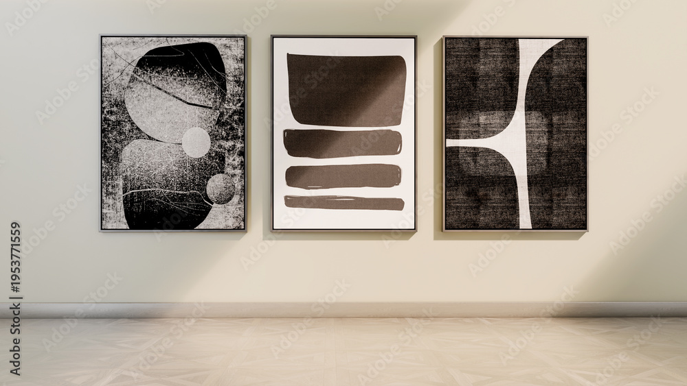 Naklejka premium Large luxury modern bright interiors Living room mockup illustration 3D rendering Generated Color Image