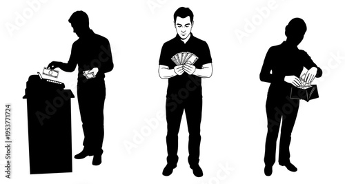 People Handling Money: Counting Holding and Paying Stock Style