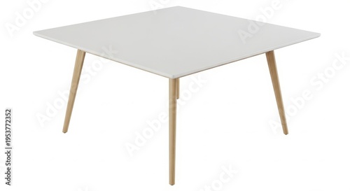 Wallpaper Mural Clean and Modern Square Table with Natural Wood Legs - Minimalist Furniture Design Torontodigital.ca