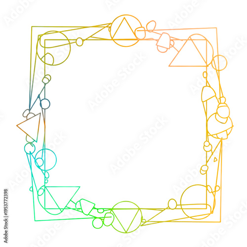 Golden floral vintage frame with stars and gold ribbon decorative vector design border