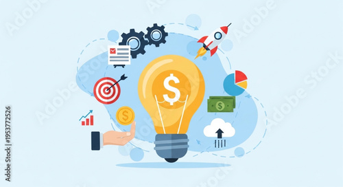 Monetizing Ideas - Lightbulb with Dollar Sign Symbolizing Business Innovation.