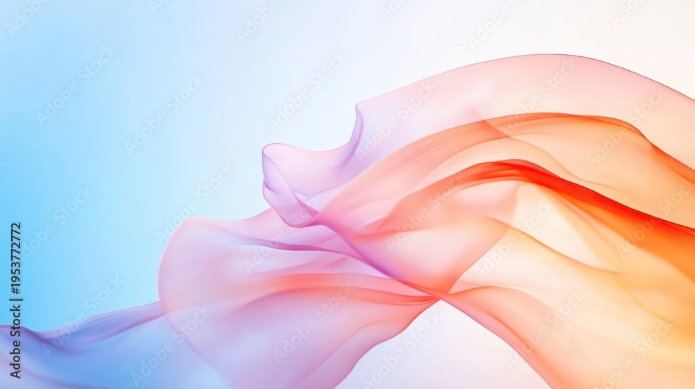Fototapeta premium Flowing Fabrics: Captivating abstract composition of gracefully flowing fabrics, showcasing a mesmerizing blend of colors, creating a sense of movement and elegance.