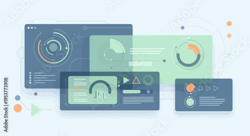 Abstract illustration of data visualization and digital interfaces with modern user experience