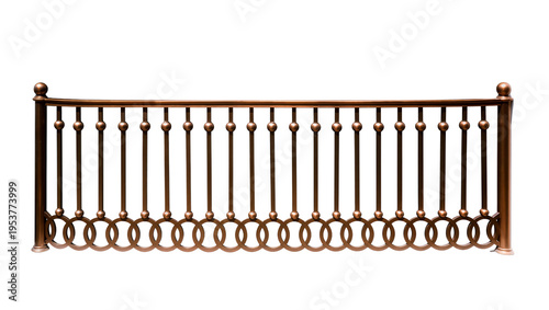 Canvastavla Elegant bronze metal railing section, isolated architectural balustrade with cur