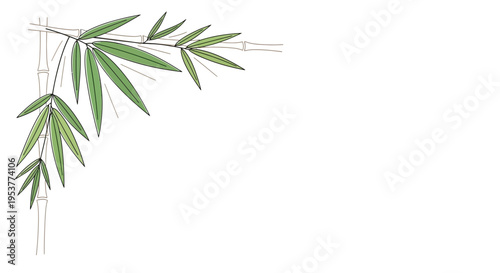Elegant Bamboo Leaves Corner Design.