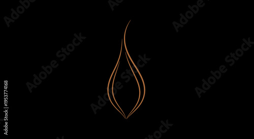 Abstract illustration of a stylized flame or leaf shape on a black background