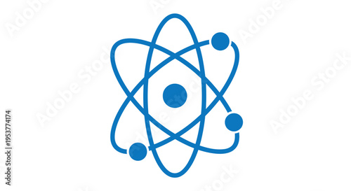 Abstract illustration of an atom representing scientific concepts and atomic structure