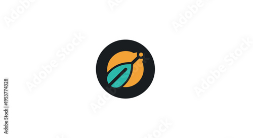 Abstract Logo Design Featuring a Rounded Geometric Form with Stylized Leaf and Circle Shapes