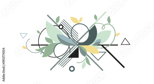 Geometric Abstract Composition with Organic Elements.