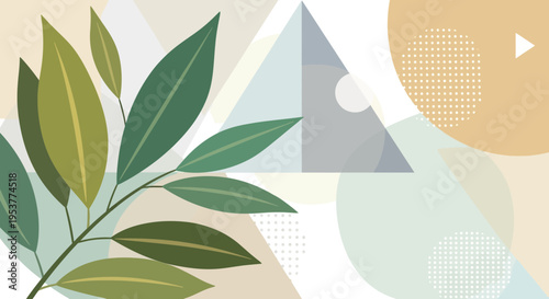 Green Leaves Branch Abstract Background.