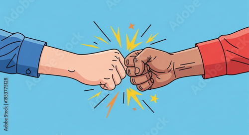Fist Bump Illustration - Collaboration, Agreement, and Teamwork Concept.