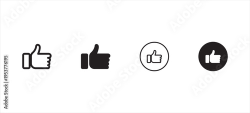 Thumbs up icon set. Thumb up line icons. Vector illustration