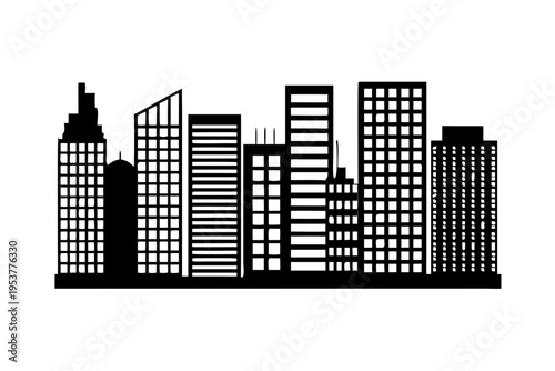 City skyline with modern skyscrapers silhouette.