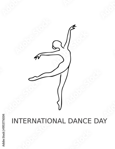 Minimalist International Dance Day vector illustration with dancing figure and movement concept