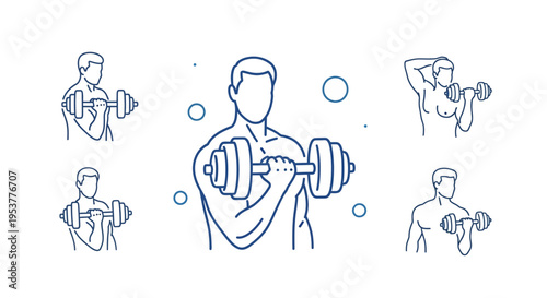 Man Lifting Weights Fitness Exercise.