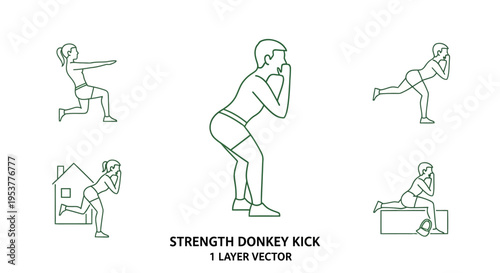 Woman doing strength donkey kick exercise.