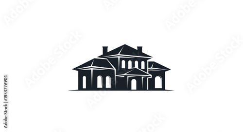 Elegant silhouette illustration of a luxurious residential estate or private home