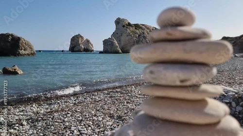 Balanced Pebbles Zen Stack Aphrodite Beach Cyprus