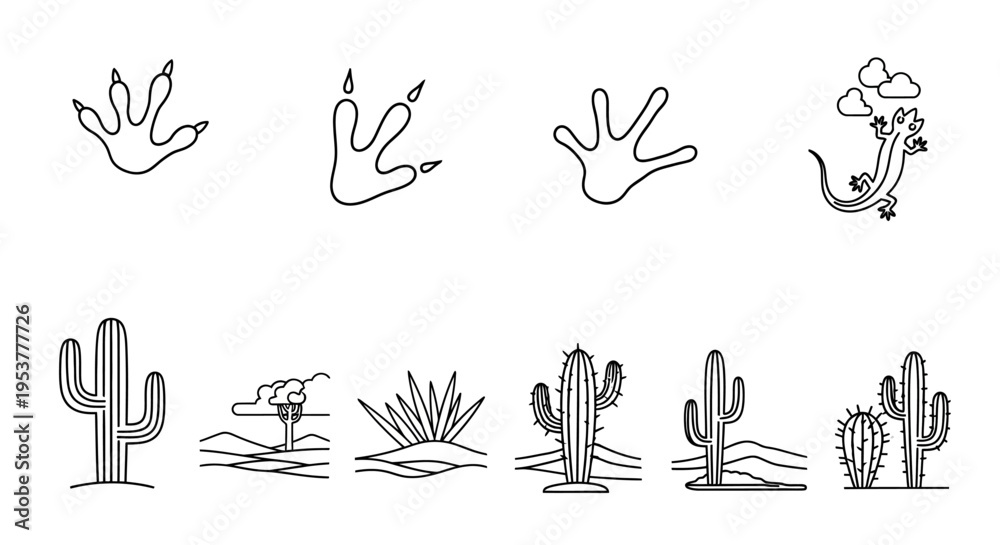 Φωτογραφία Cactus desert plants and animal tracks.