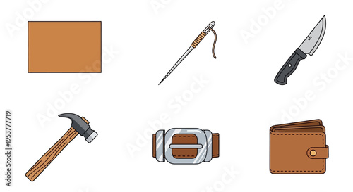 Φωτογραφία Brown leather wallet and tools.